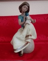 Lladro porcelán lányka cicával