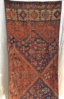Antik ritka Shiraz 1920, kézi csomózású, kézzel csomózott gyapjú szőnyeg részlet.