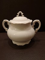 Zsolnay barokk fehér teás cukortartó fedővel hibátlan