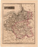 Lengyel királyság és Kelet Poroszország térkép 1840, német nyelvű, atlasz, eredeti, Pesth, 23x29 cm