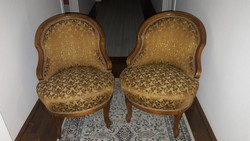 Biedermeier, antik fotelpár, kiváló állapotban, tökéletes rugózat, hibátlan kárpit! /fotel, szék/