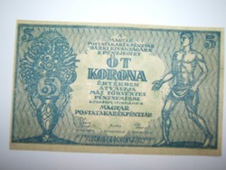 5 korona 1919 MPT. pénztár R!