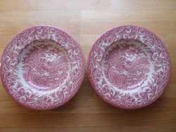 2 db pink angol porcelán tányér mélytányér 22 cm