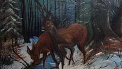 Gorgeous original karol sovanka (1883-1961) deer in the forest