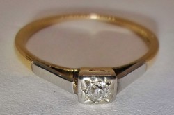 Szép antik art deco 0,15ct brill arany platina gyűrű 