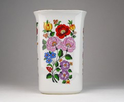 0U392 Kalocsai népi motívumos porcelán váza