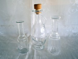 3 db nagyon régi különleges üveg kiöntő, kicsi flaska, palack