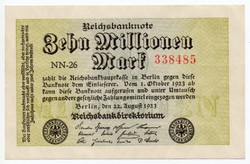 Németország 10 millió német inflációs Márka, 1923, UNC