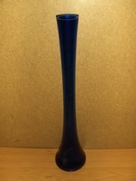 Hosszú kék egyszálas üveg váza 40,5 cm magas (p)