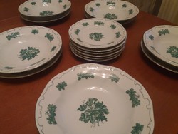 Antique zsolnay vine pattern plate set, tableware