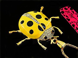 Betsey johnson yellow ladybug sweater necklace