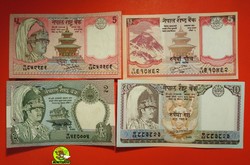 Nepál 4db papírpénz rúpia 1981-2012 UNC
