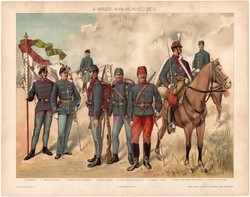 A magyar királyi honvédség, 1894 (1), színes nyomat, eredeti, magyar ny., litográfia, honvéd, katona