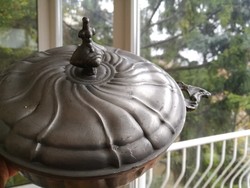 Baroque pewter bowl with lid