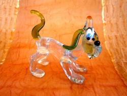 Gyönyörű és hibátlan Muránói üveg kutya, kutyus figura nagyon ritka darab