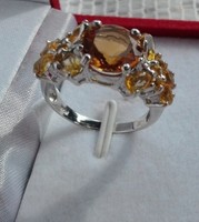 Valódi szikrázó citrin 925 gyűrű 14k arany 56-os