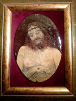 Krisztus - tűzzománc kép (keret felső sarkának enyhe sérülése miatt) áron alul eladó