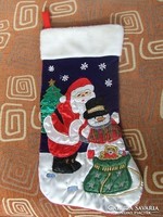 Nagyméretű Mikulás zsák, Mikulás zokni, harisnya-karácsonyi dekoráció