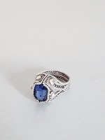 Vintage 925-ös ezüst kék köves női gyűrű