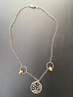 Silver necklace, neck blue
