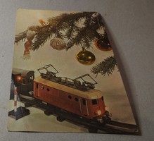 Régi karácsonyi képeslap vonatos