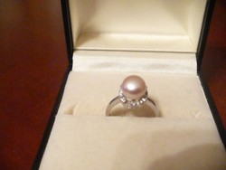 Ezüst gyöngyös gyűrű