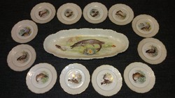 Eredeti antik ritka 12+1 nagy halas porcelán készlet