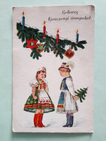 Régi karácsonyi képeslap magyaros népviseletes üdvözlőlap 1938