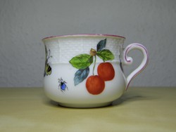 Antik herendi csésze 1910 k. lepke - gyümölcs - gomba  mintával ritka több mint 100 éves ó-herendi