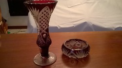 Ólomkristály váza hamutartóval