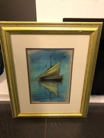 Hajó a vizen Horvát művész pasztellképe