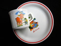 Zsolnay porcelain set with fairytale pattern can be given as a gift to a little girl named Diana