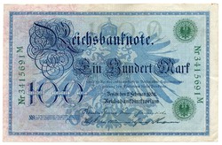 Németország 100 német birodalmi Márka, 1908, zöld pecsétes