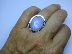 Különleges ezüst gyűrű ovális faragott holdkő 54-es méret
