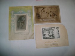 Egyházi jellegű emléklap - 1940, 1955, 1968 - három darab
