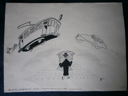 AA 1953 jelzéssel karikatúra: Az utcai újságolvasó álma