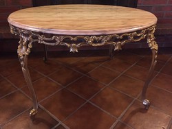 Barok antik bronzkeretes asztal 80cm átmérőjű
