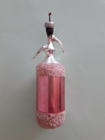 Régi üveg karácsonyfadísz rózsaszín szódásszifon szódásüveg üvegdísz 8.5 cm