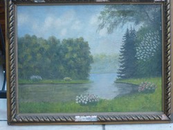 István kollerich, a pupil from Nagybánya, was for sale: an oil canvas painting on the lake shore