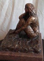 Szerelem, bronz szobor, kisplasztika, BM 1974 jelzéssel