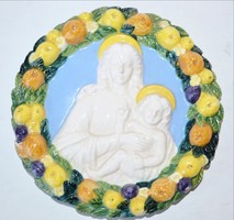 Szecessziós  Szűz Mária a kis Jézussal,1900 körül, kerámia