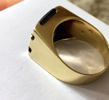 Arany pecsétgyűrű, füst-topáz kő 14k, 10,48gr