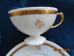 1922 EMPIRE Rosenthal arany brokát és arany virág mintás talpas teás csésze süteményes tányérral