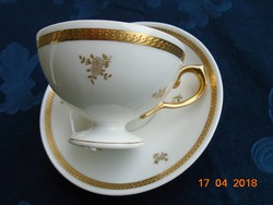 1922 Rosenthal ,kézzel számozott,arany brokát és arany virág mintás talpas teás csésze alátéttel,