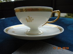 1922 EMPIRE Rosenthal arany brokát és arany virág mintás talpas teás csésze alátéttel