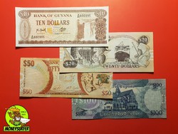 Guyana 10-20-50-100 dollár UNC