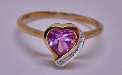 Szép rózsaszín topáz /brill arany gyűrű 