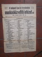 Régi plakát munkásközvetítő intézet papír 1910