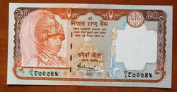 Nepál 20 Rupia UNC 2002