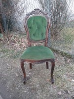 Csodás faragott mintás antik szék magas háttámlával - trónszék